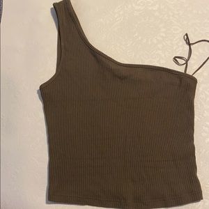 Army Green One Shoulder Crop top